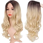 AOSI длинные волнистые 24 дюйма синтетические волосы средней части Омбре коричневый блонд термостойкий косплей парик для женщин белый черный американский