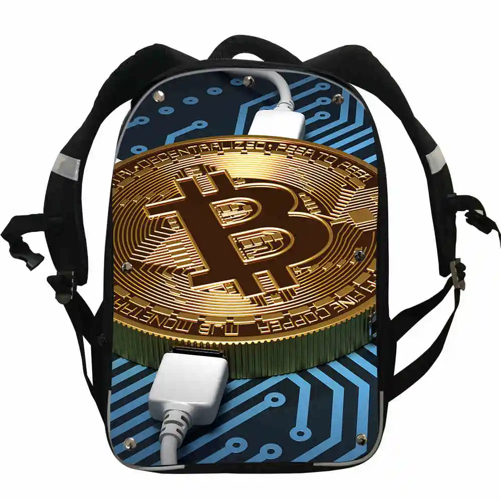 Биткоин рюкзак животные цифровая валюта DIGICCY мужчина женщина мальчики девочки подростковые школьные сумки Mochila коробка ланч пенал Чехол - Цвет: U