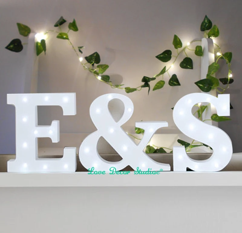 

Freestanding Initials LED White Light Up Wooden Letters Marquee Wedding