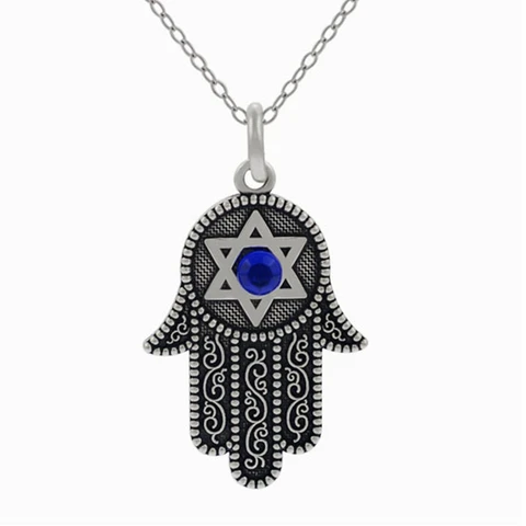 OneckOha винтажное ожерелье с античным посеребренным покрытием Buddaha рука, Фатима ручной кулон с флагом Израиля ожерелье Hamsa
