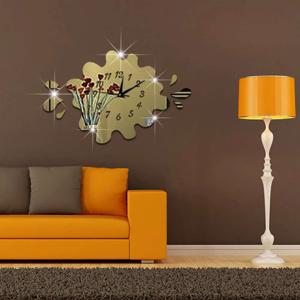 Горячая Распродажа украшение дома 3d зеркальные часы модные индивидуальные