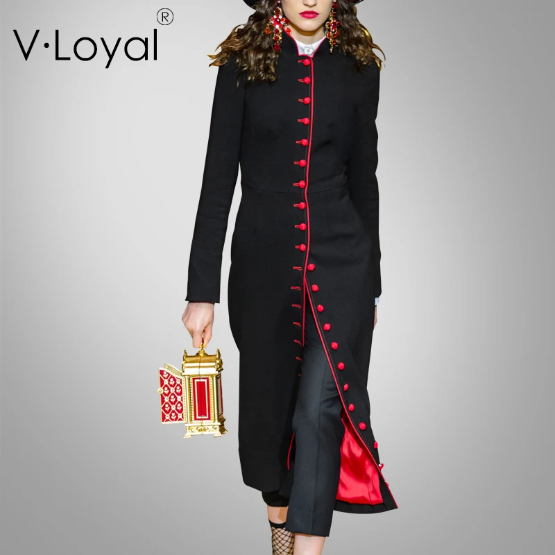 Новая мода осенью и зимой тонкий длинный однорядный шерстяное пальто