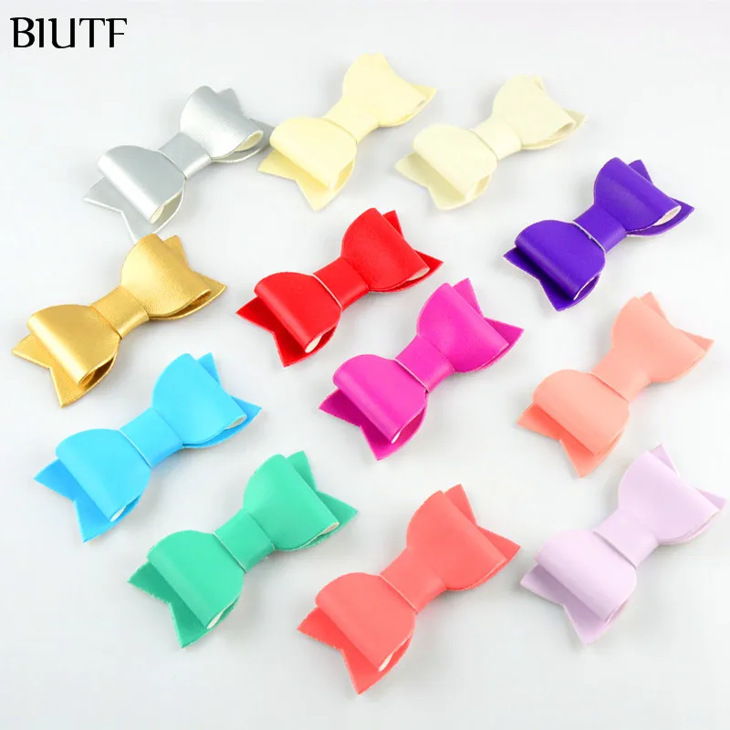 24 шт./лот красивые заколки банты из искусственной кожи женские для волос головной