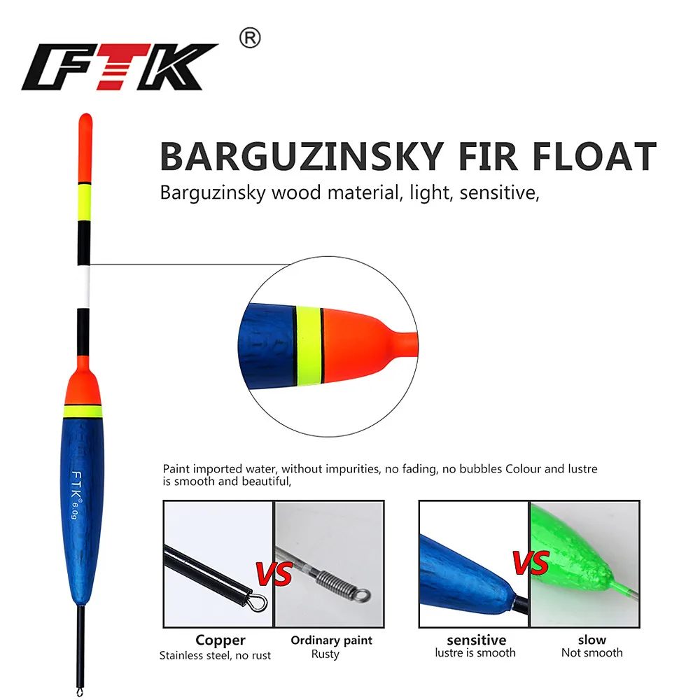 FTK Barguzinsky Fir 10 шт./лот, смешанный размер, цвет, буй, дрифтерная трубка, Articulos De Pesca, поплавок для ловли карпа, вес 2 г-6 г