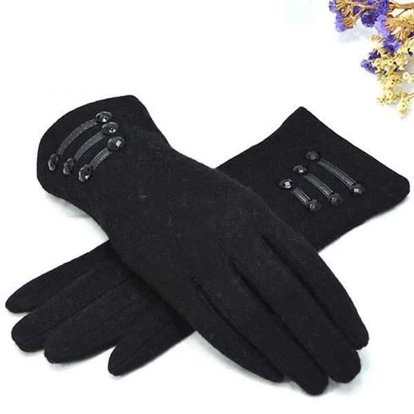 G104 Black VISNXGI, осенне-зимние модные женские кашемировые перчатки, женские меховые шерстяные перчатки, милые элегантные Универсальные женские серые перчатки - Цвет: G104 Black