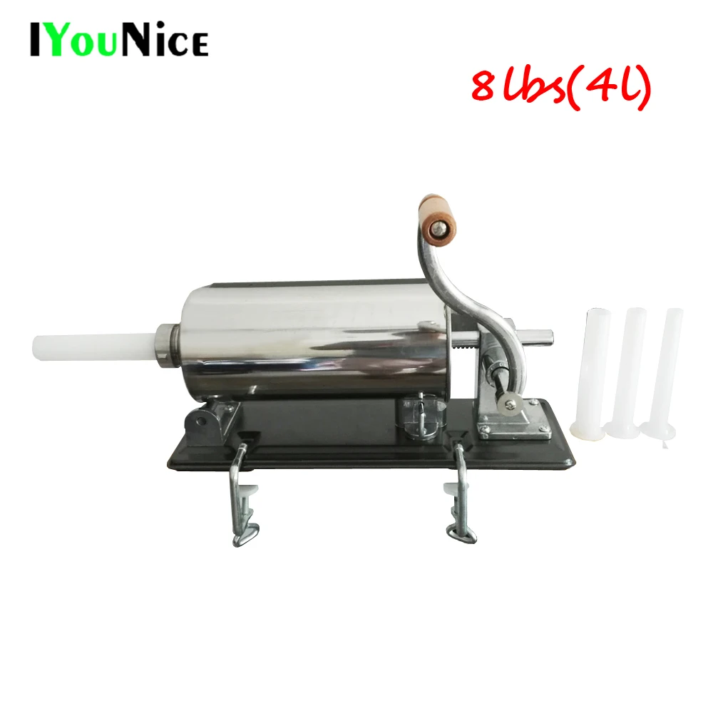 4L ручной горизонтальный колбасный шприц Наполнитель из нержавеющей стали