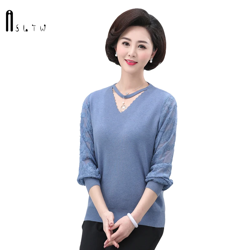 ASLTW Sweater Women New Fashion V Neck Female Sweaters Casual High Quality Pull Femme Long Sleeve Solid Jumper Women's | Женская