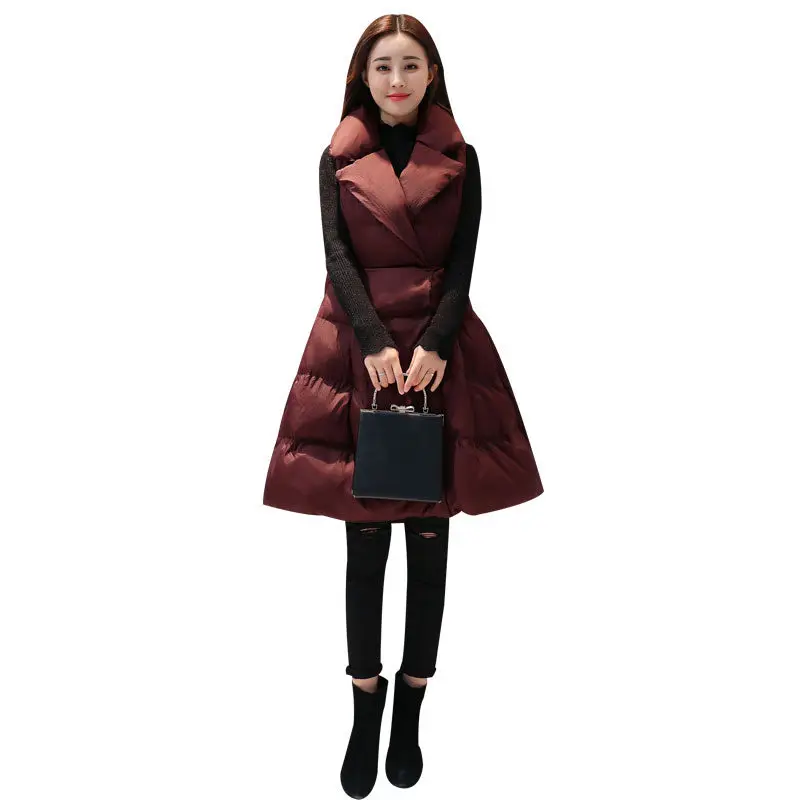 Длинный хлопковый жилет пальто для женщин Veste Femme зимняя куртка без рукавов