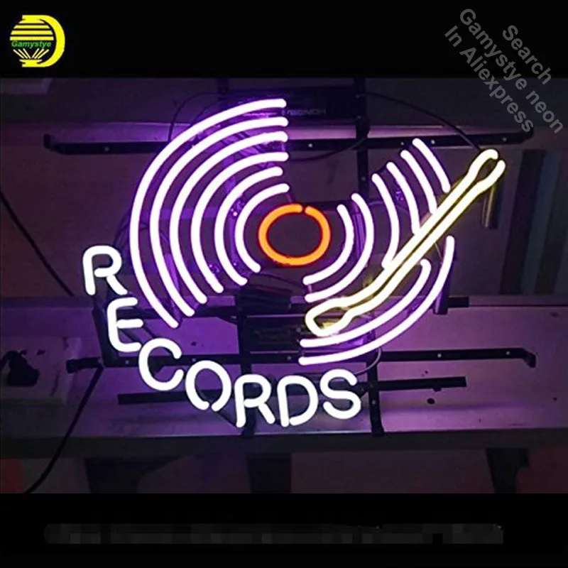 Neon Sign for Records Neon Tube Sign commercial Light handcraft Lamp Store Displays Eye Catch neon light sign Decor On the Wall