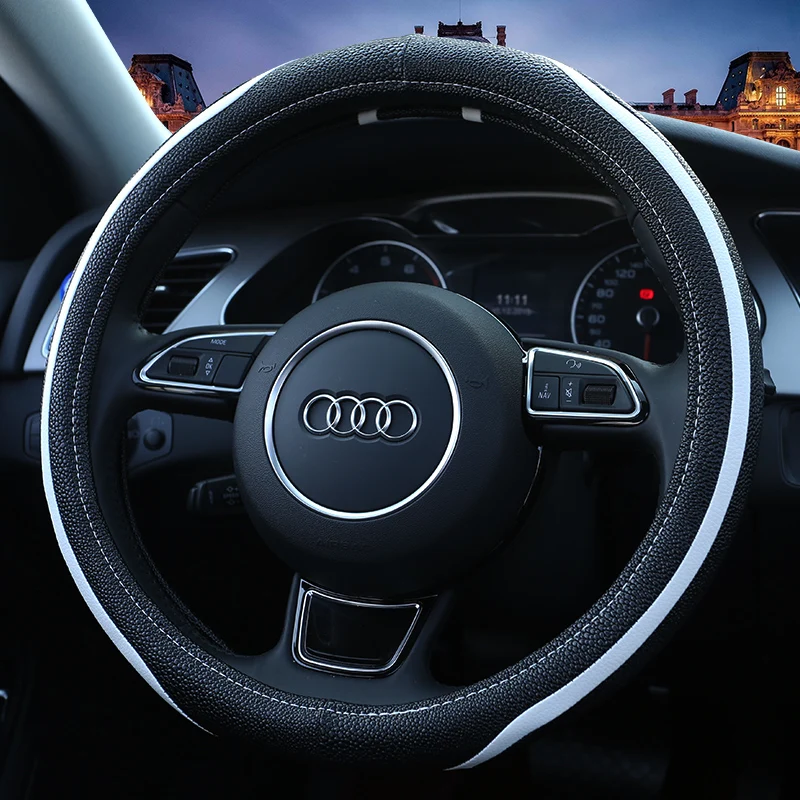

37-38 см новые чехол рулевого колеса автомобиля искусственная кожа рулевое колесо Чехлы Воздухопроницаемая ткань оплетка авто аксессуары Ун...