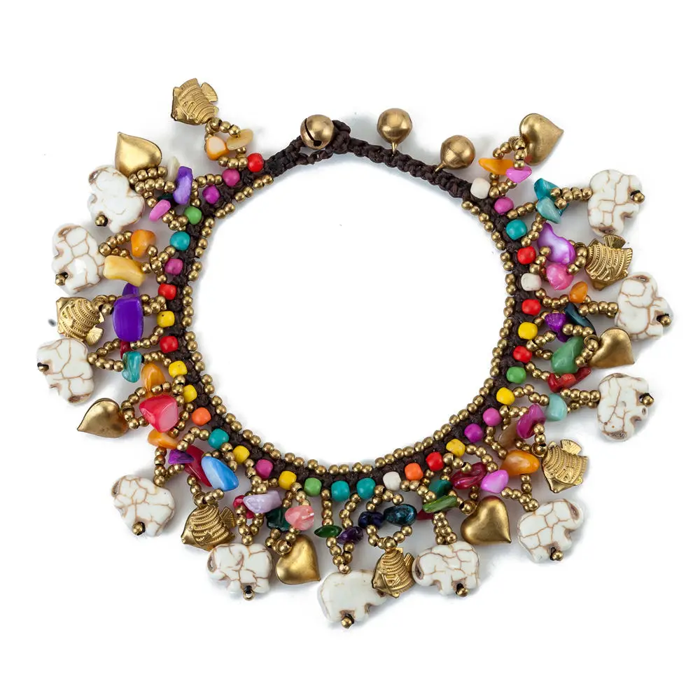 

AMOURJOUX Handmade Multilayer White Elephant Heart Fish Leg Anklets For Women Bohemia Ankle Bracelet Anklet Female Foot Jewelry