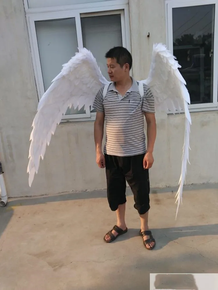 Новые Костюмные красивые белые черные перья Крылья ангела для модных показов