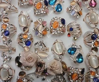 60pcs wholesale jewelry ring lots pretty top zinc alloy rhinestone gold rings free shipping rl199