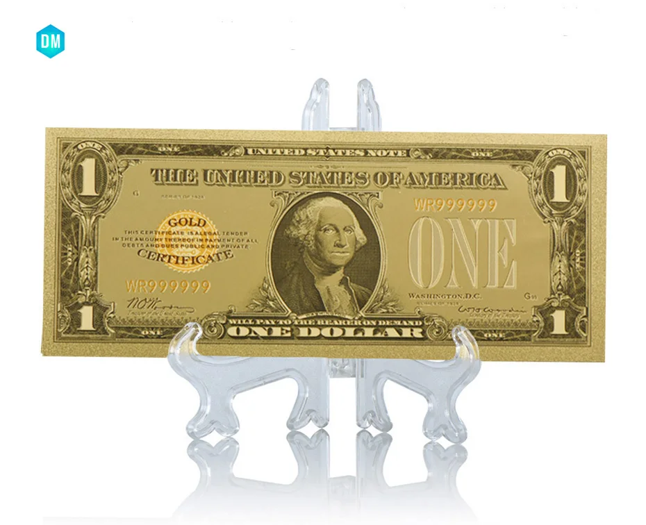 

1928 Year America 24k Gold Banknotes 1 Dollar Banknotes In 24k Gold Fake Paper Money with Stand for Collection