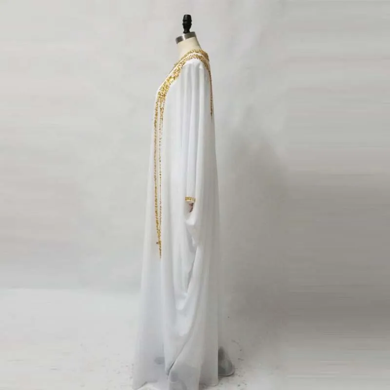 Белые и золотые платья на выпускной 2018 Арабский мусульманский с длинным рукавом