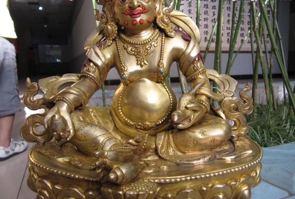 Tibet 100% Pure Copper bronze 24K Gold gild Yellow Jambhala Buddha Statue | Дом и сад
