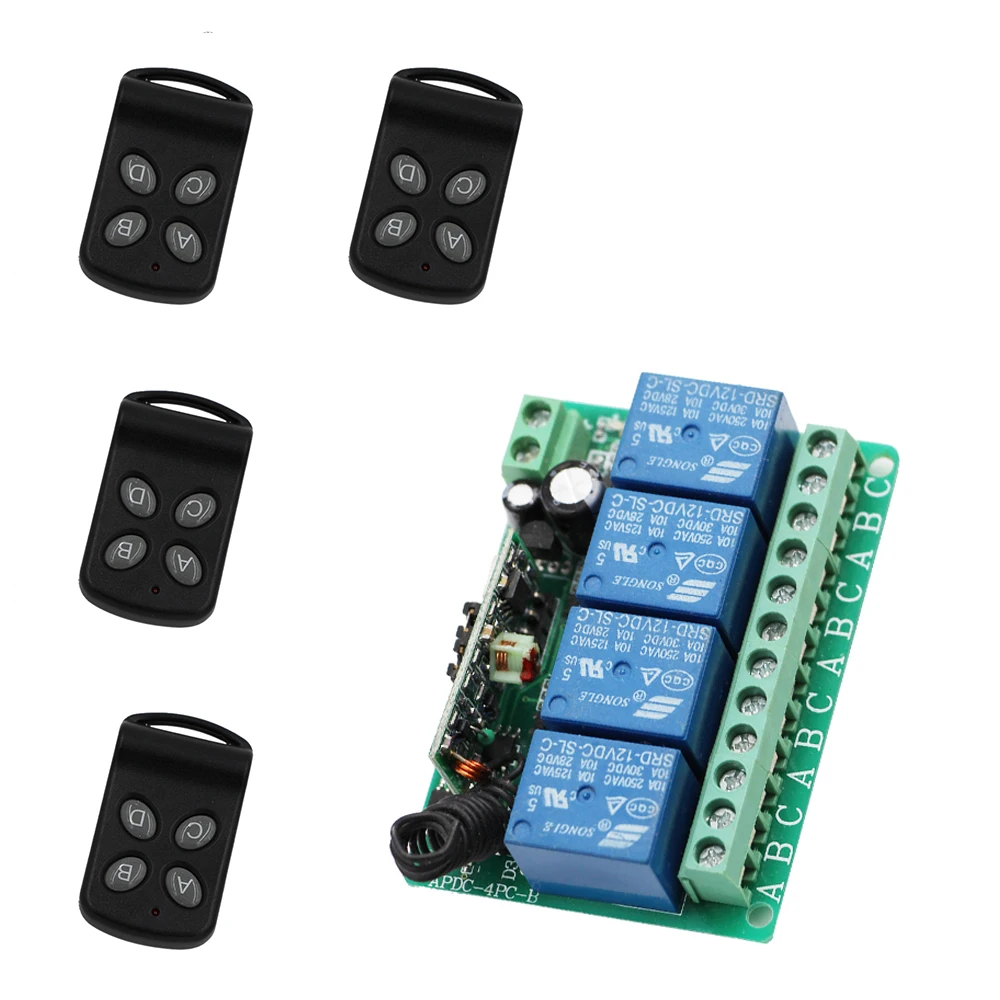 4 ключа DC12V 4CH RF Беспроводная система дистанционного управления * Передатчики + 1