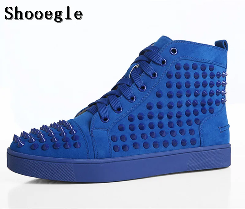 SHOOEGLE/большие размеры 39 47 Chaussure Homme Мужские замшевые стильные кроссовки с шипами