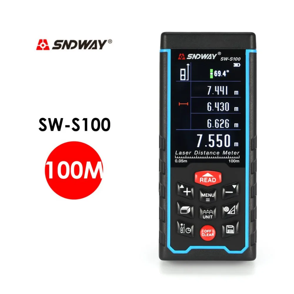 SNDWAY SW S100 100 м ручной лазерный измеритель расстояния дальномер trena Лазерная Лента
