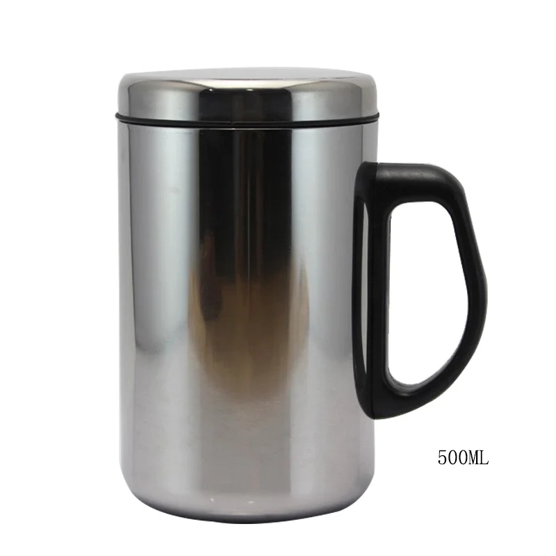 500ML sliver Urijk 350/500 мл кружка для кофе и чая термос из нержавеющей стали Термокружка вакуумная колба с двойными стенками Изолированная чашка бутылка для воды - Цвет: 500ML sliver
