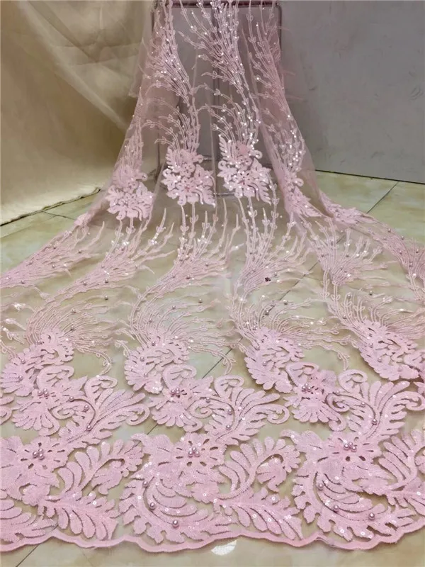 Нигерийские кружева ткань 2019 золотые африканские бусины ткани с блестками