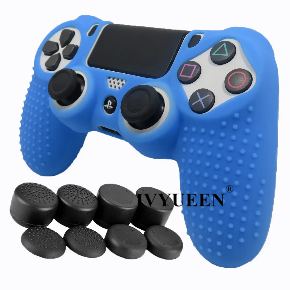 IVYUEEN Противоскользящий силиконовый чехол для защиты кожи для playstation 4 PS4 DS4 Pro тонкий контроллер с 8 аналоговыми рукоятками - Цвет: Light Blue
