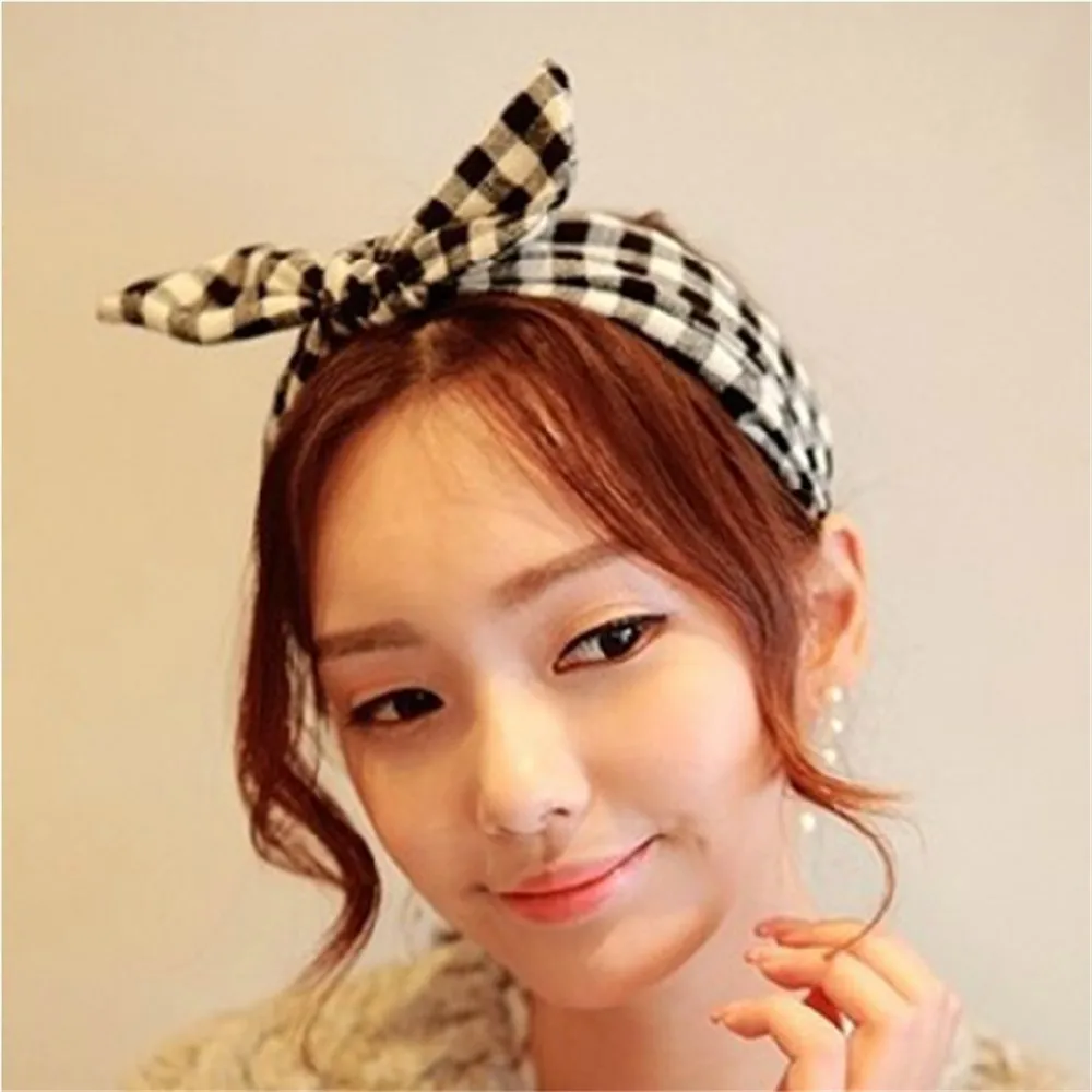 Женская повязка с головным убором кролика, узелкованная геометрическая, летняя плетеная повязка для волос Богемия, эластичный турбан для девочек, аксессуар для головы на спа.