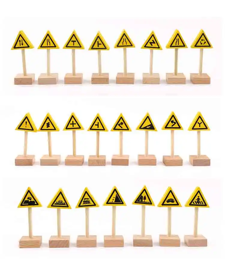 Logwood Baby Wooden Toy wooden building block Vehicle traffic sign learning Educational table games kids Teaching toys