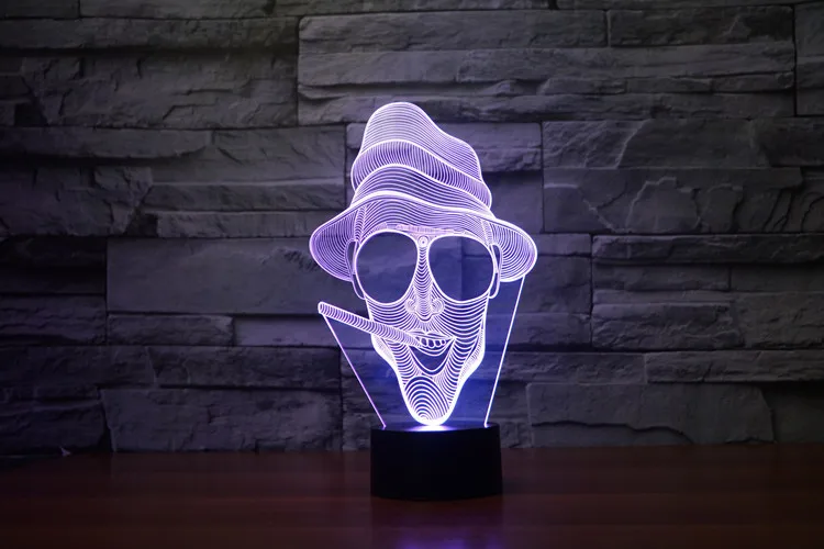 [Seven Neon] стекло и курить человек акрил 7 цветов настольная лампа 3D лампа Новинка светодиодный ночник Миллениум Сокол свет