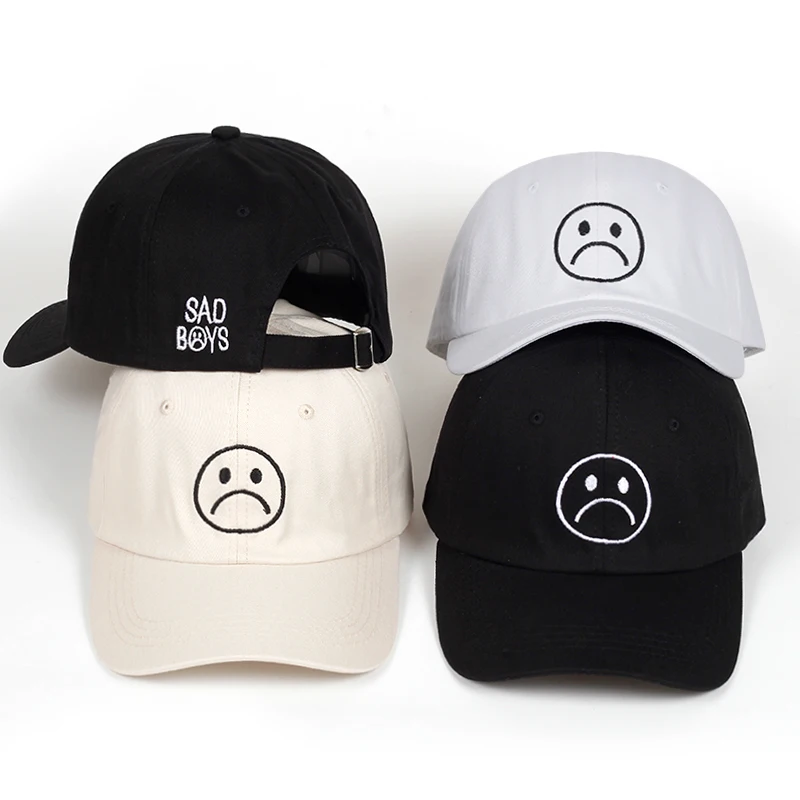 

Sad Boys dad шляпа Регулируемый хлопок Harajuku Скейтборд Шапки плач лицо бейсбольная кепка хлопок Черные Шляпы кривая Гольф Кепка s оптовая продажа