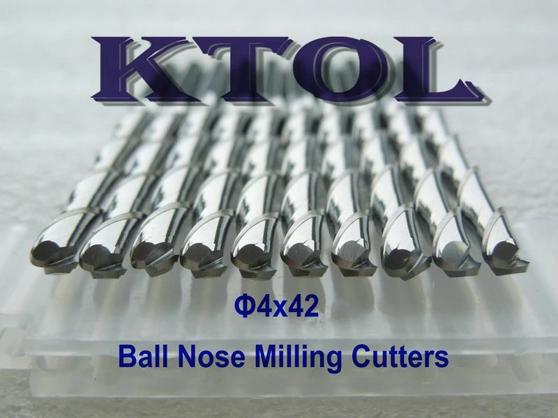 4x42 мм мини ЧПУ гравировальные биты 2 Флейта шаровая Концевая фреза карбида