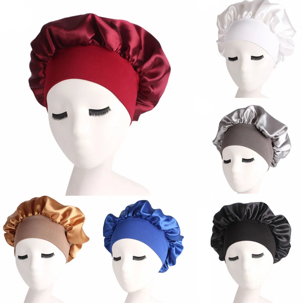 

2019 Hot sale Women New Satin Lace Cap Lady Hair Chemotherapy Cap Hat Ladies Sleep Night Cap Turban Casual Head Covers 3.8