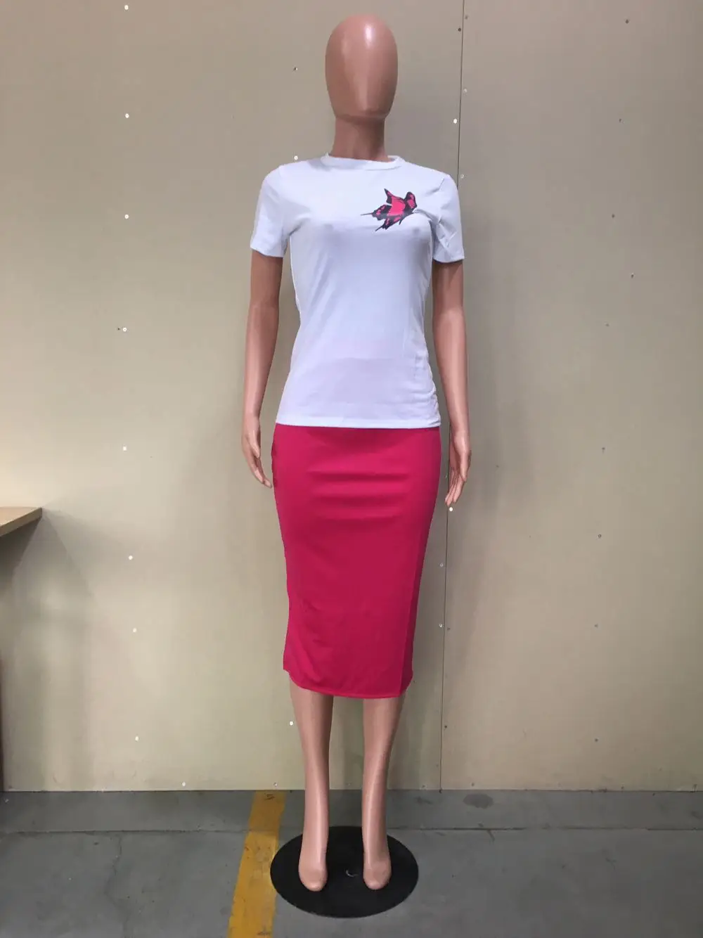 Женский офисный комплект из 2 предметов футболка с круглым вырезом и коротким