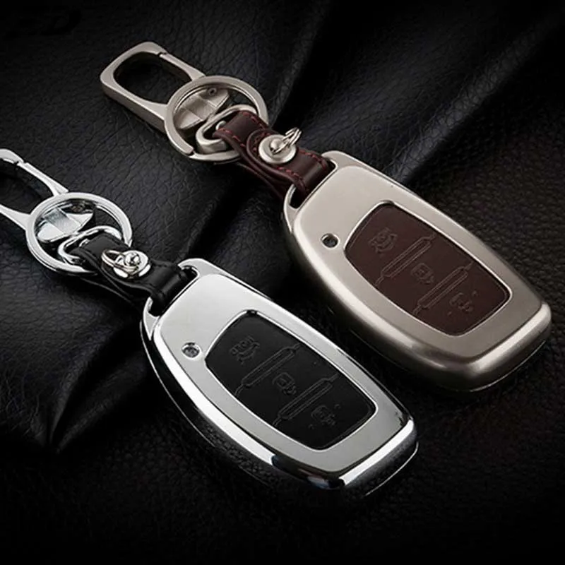 

Zinc Alloy+Leather Car Key Cover Case Shell For Hyundai iX20 Solaris HB20 Veloster Accent Elantra SR i20 i30 i35 iX35 ix30 Key