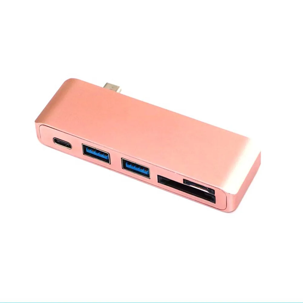 Горячий высокоскоростной 5 в 1 USB 3,1 type-C usb-хаб с USB C зарядным портом для MacBook 12 дюймов 8 - Цвет: Rose Gold
