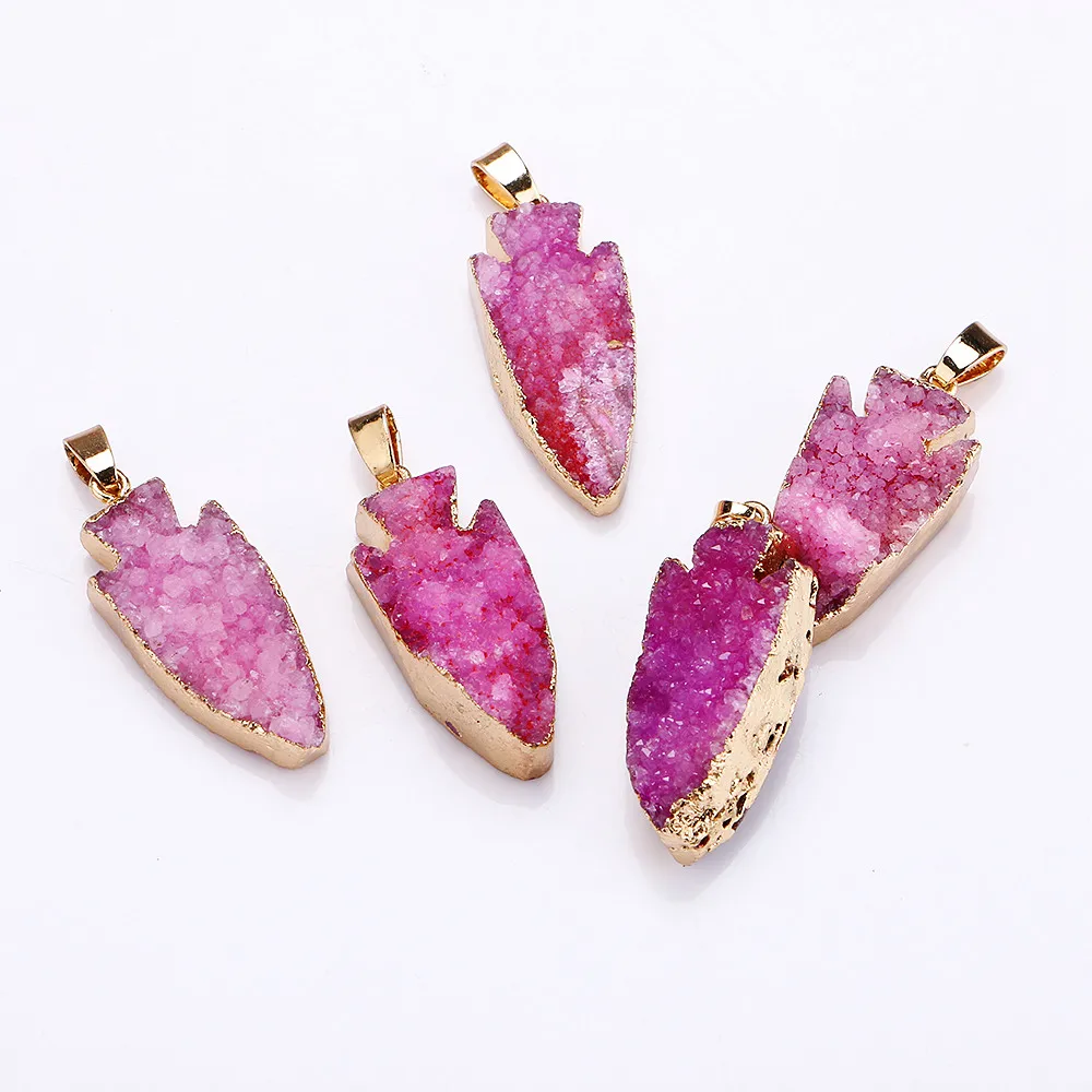 Yumten Кристаллы подвески в форме якоря натуральный позолоченный Geode кластеры