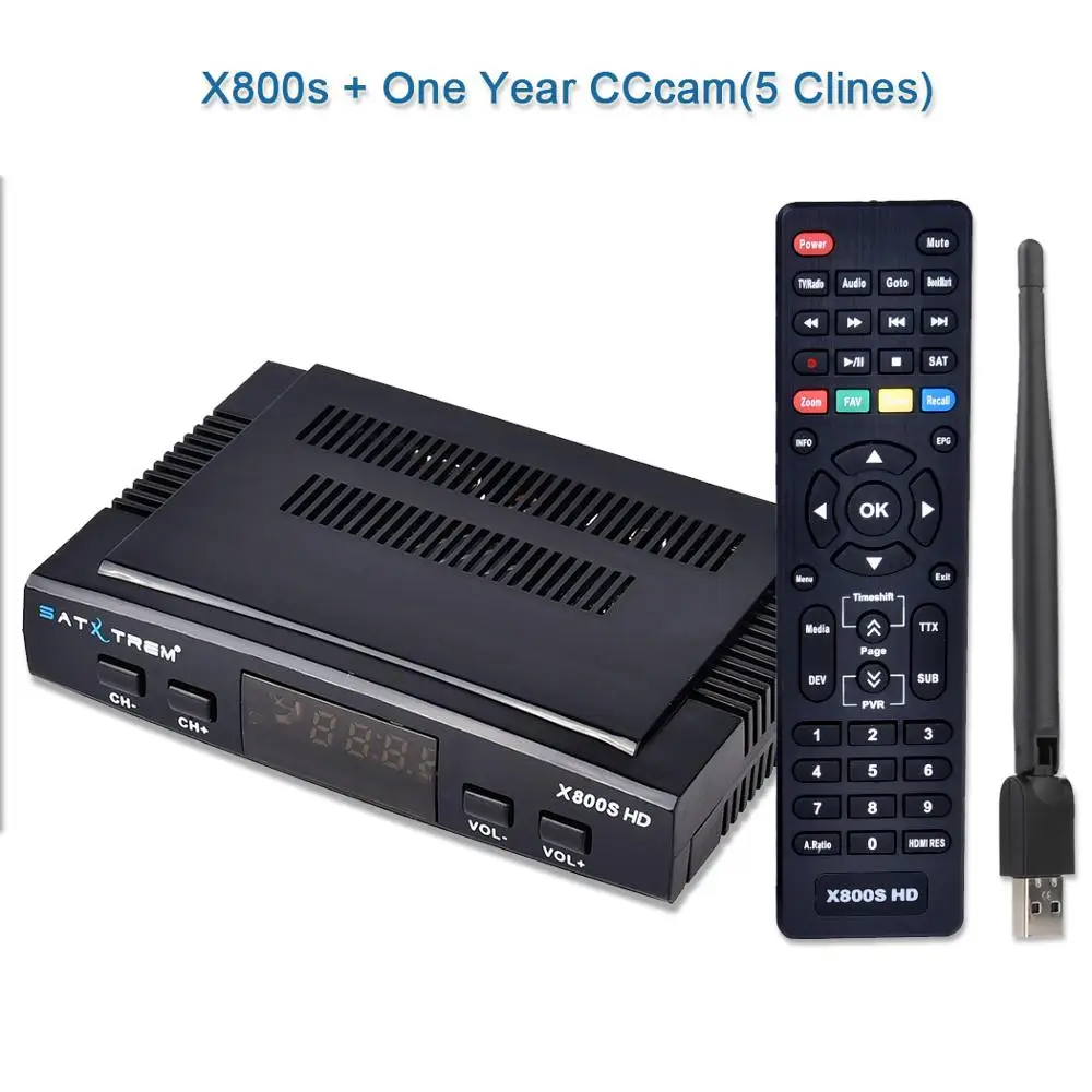 Satxtrem X800S HD DVB-S2 спутниковый ТВ-приемник декодер для тюнера+ USB WiFi+ Европа 5 Клинок поддержка биссключ 1080 P - Цвет: X800S Add 5 Clines
