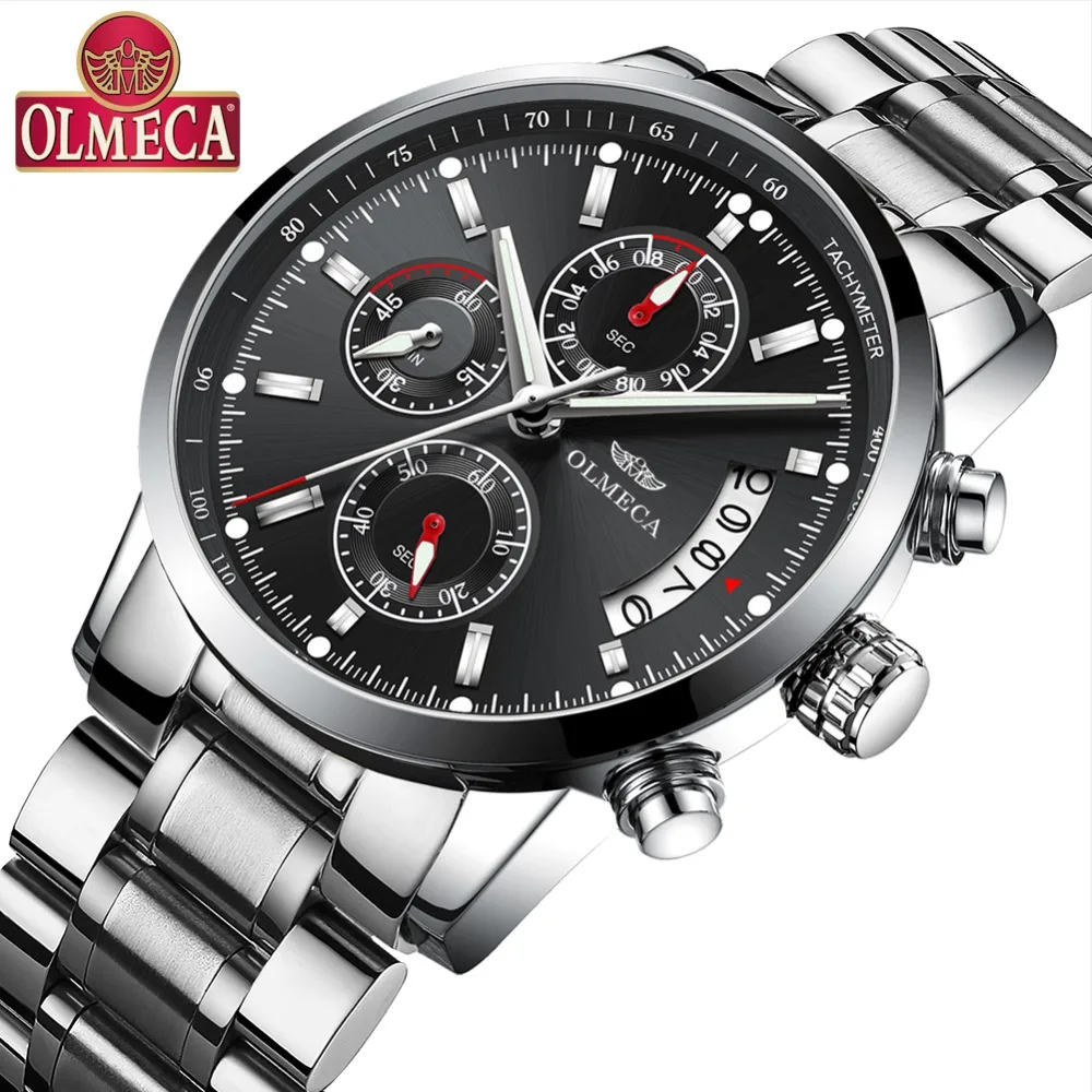 Часы наручные OLMECA Мужские кварцевые люксовые брендовые аналоговые повседневные