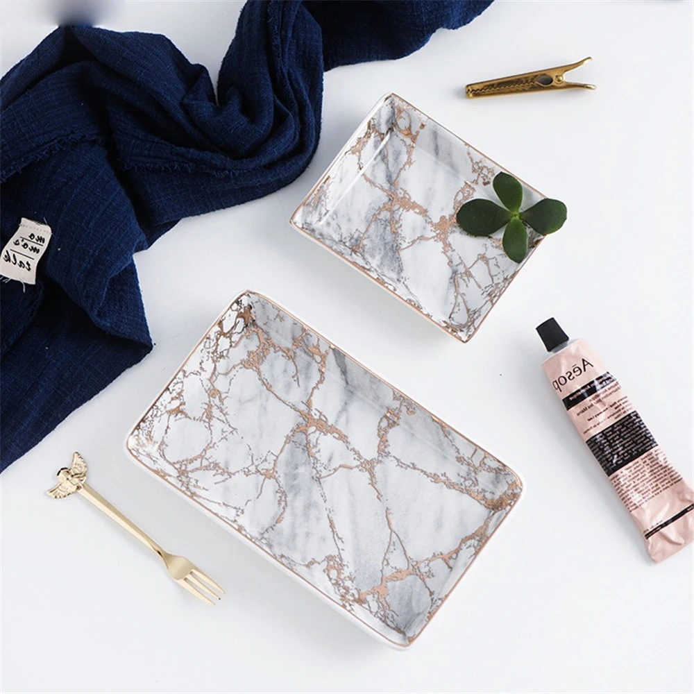 Качественные керамические подносы для хранения скандинавских мраморных узоров