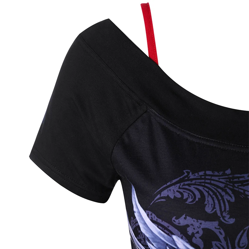 ROSE GAL Plus Size Skull Floral Ripped T-Shirt Women T Shirts Casual Summer O Neck Short Sleeves T-Shirts Tops Big XL 5XL | Женская