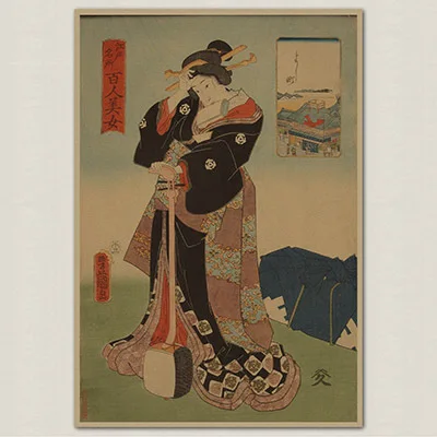 Ukiyo японская карта красоты ретро старая художественная бумага Живопись Домашний