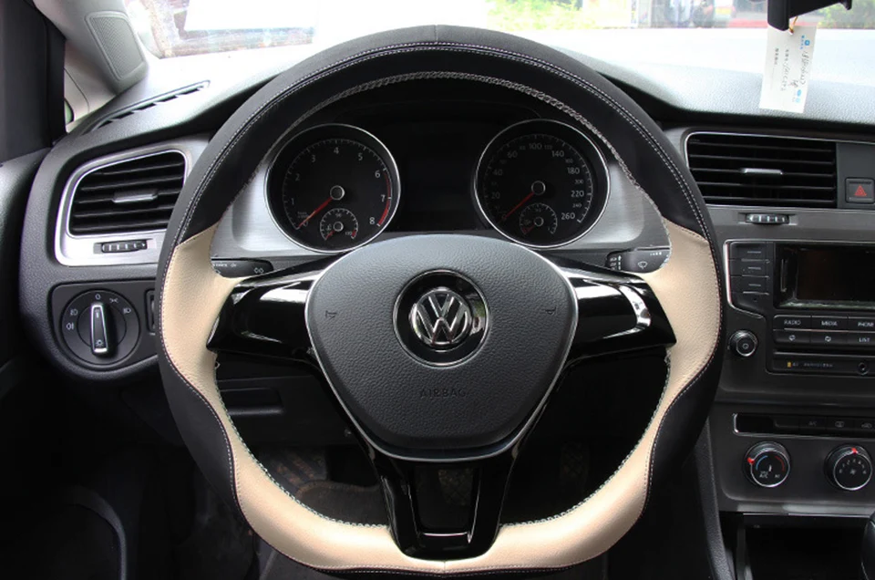 Автомобильный чехол на руль из натуральной кожи для гольфа 4 7 polo sedan beetle Volkswagen, аксессуары для рулевого колеса