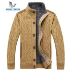 Мужской теплый свитер, зимний плотный бархатный свитер, однобортный Кардиган, мужские повседневные свитера, трикотажная одежда с рисунком, Размер 3XL