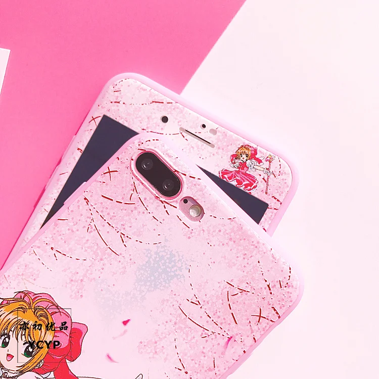 Чехол Sakura для iphone X Cardcaptor+ Защитная пленка для экрана из закаленного стекла для iphone 6 6s Plus 7 7plus 8 8plus Сейлор Мун