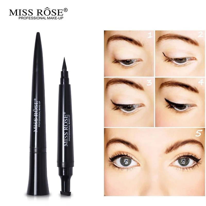 Подводка для глаз Miss Rose Ultra Black карандаш + штамп Duo жидкий гель подводки