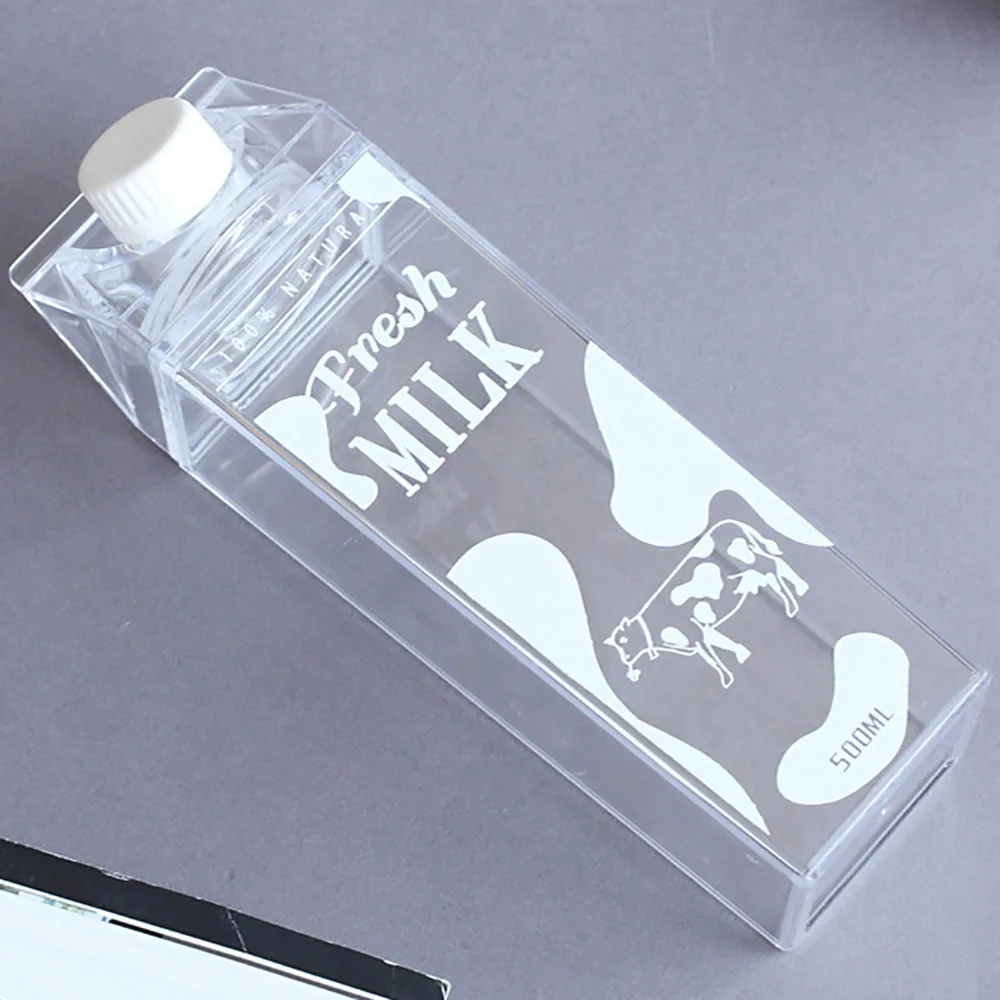 white cow Наружные небьющиеся пластиковые бутылки для воды с изображением животных, свежего белого коровьего молока, креативные герметичные бутылки для молока из черной коровы - Цвет: white cow