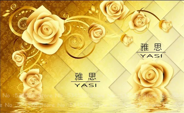 Обои из золотой фольги с цветами фотообои для кухни Настольная 3d настенная