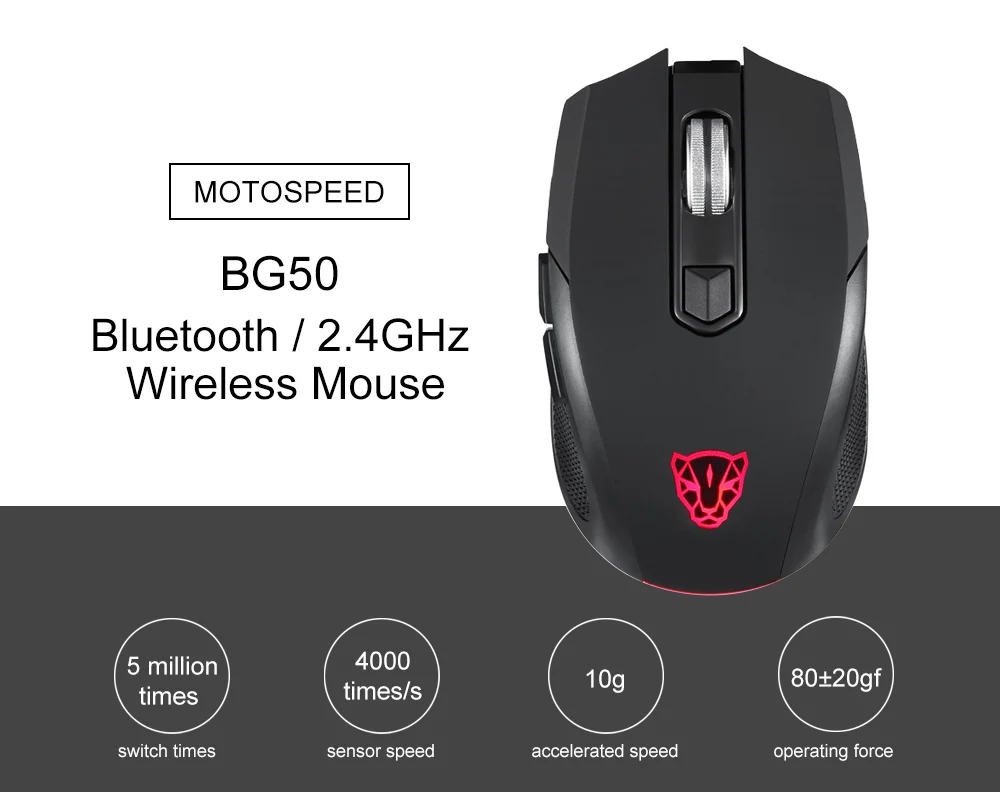MOTOSPEEDBG50 Bluetooth Беспроводная игровая мышь 2400 dpi оптическая эргономичная профессиональная Портативная USB мышь для геймера компьютера ПК ноутбука