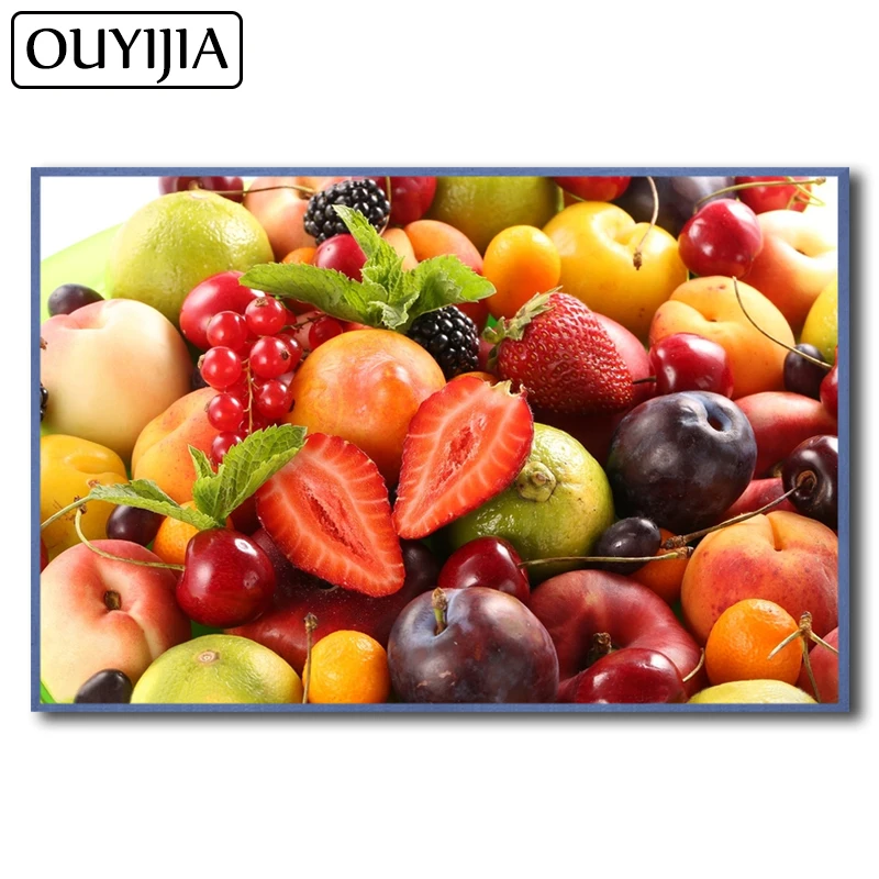 OUYIJIA 5D DIY Фрукты виноградное масло Декоративные алмазные соломки картина вышивка
