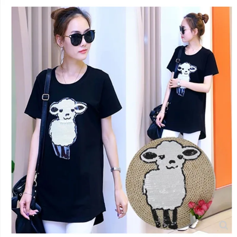

5PCS/Lot T-shirt Women Animal Patch Sequins 28.5cm Clothing Stickers Patches For Sheep Clothes 3D Sewing Accessories Applique